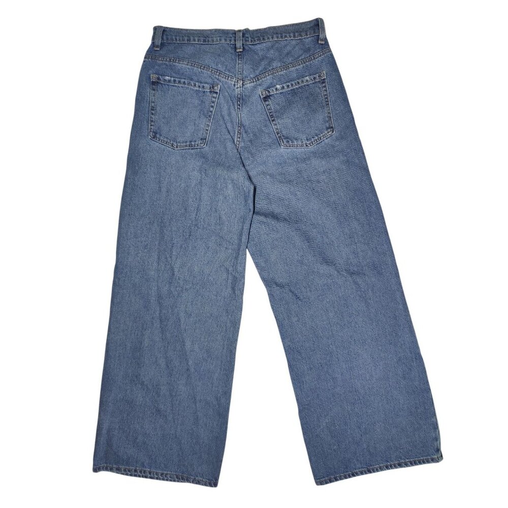 Old Navy Extra-High Rise Baggy Wide Leg Distressed Medium Wash‎ Jeans 10 - Picture 3 of 6